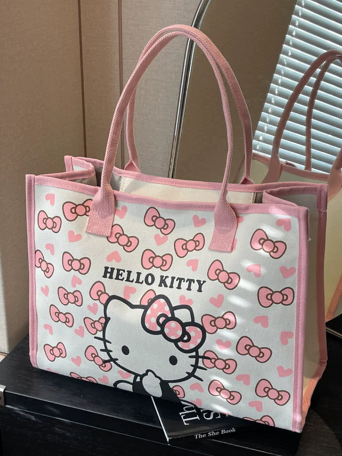 Kitty bow tote bag