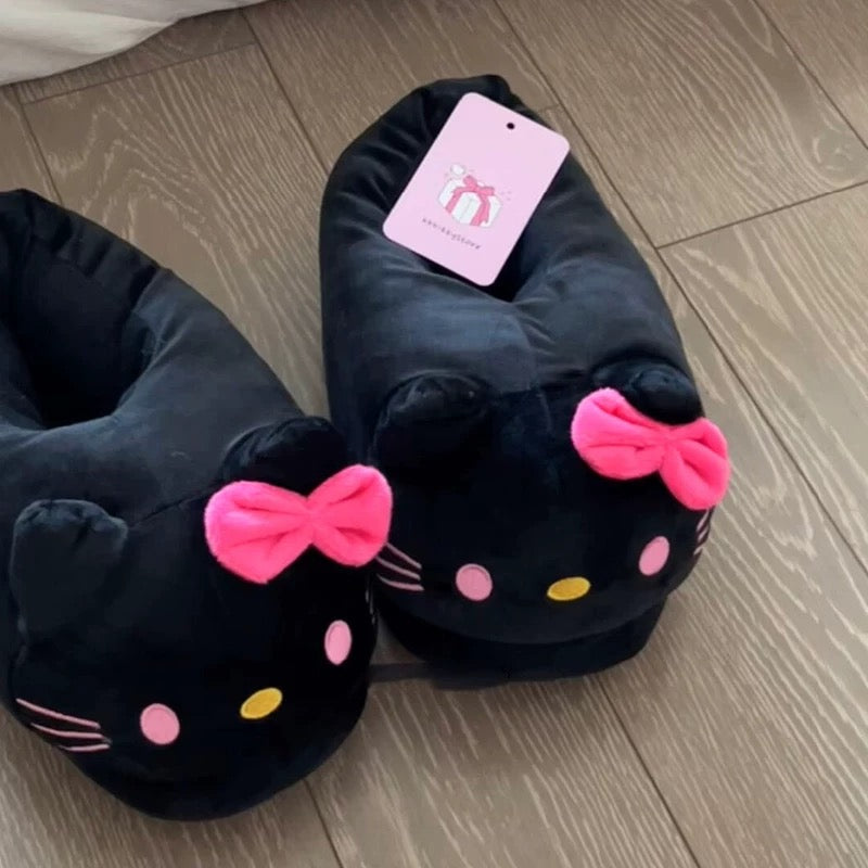 Black and Pink H-Kitty Slippers