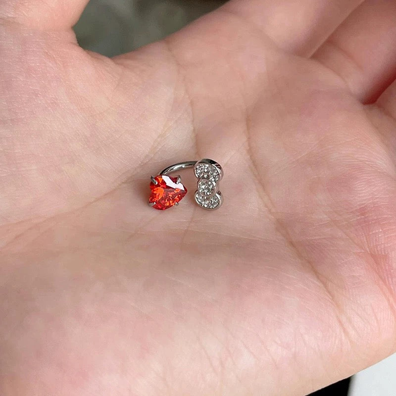 Red Heart Kitty Earrings