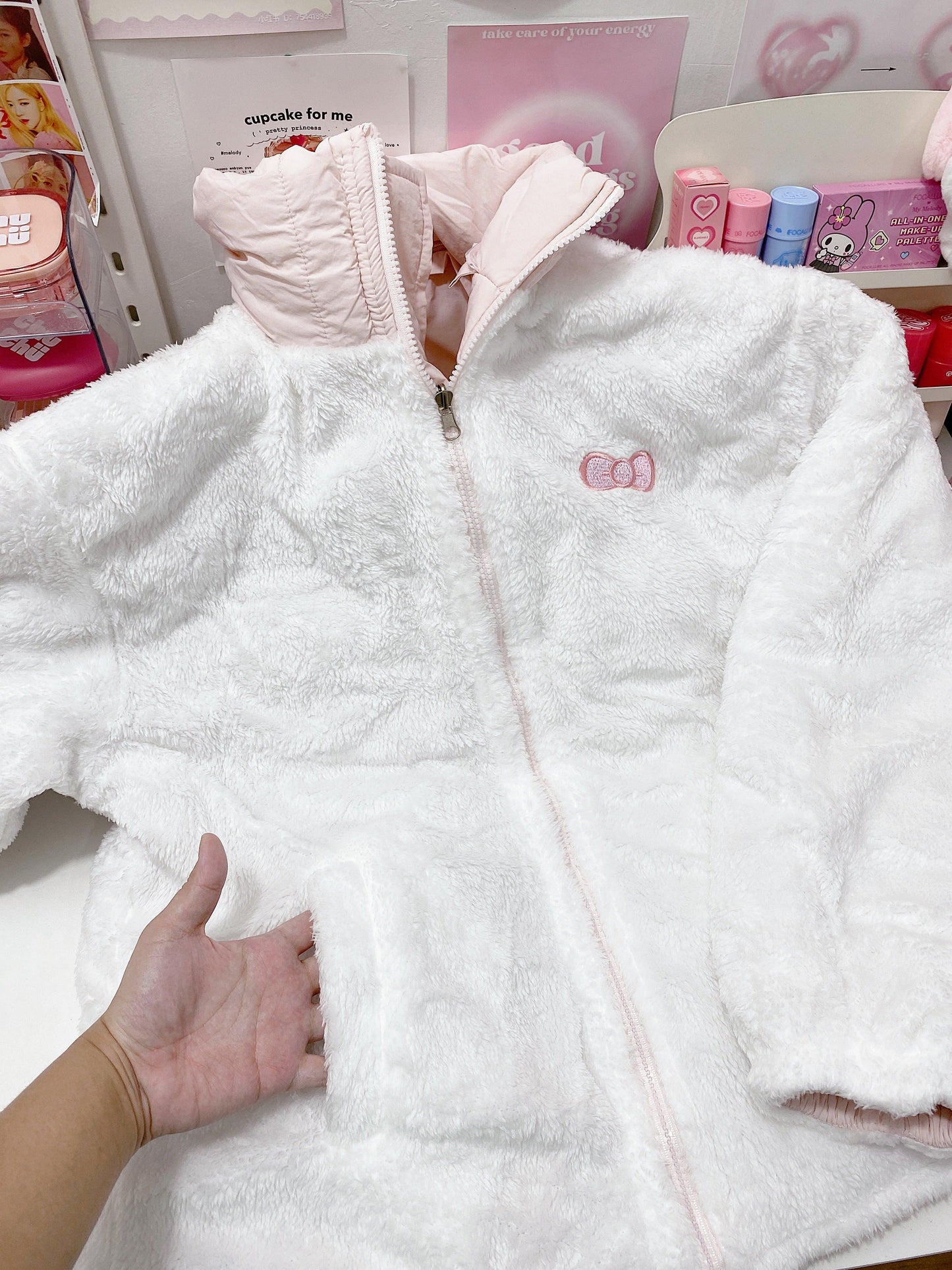 Pink Reversible Fluff Kitty Jacket