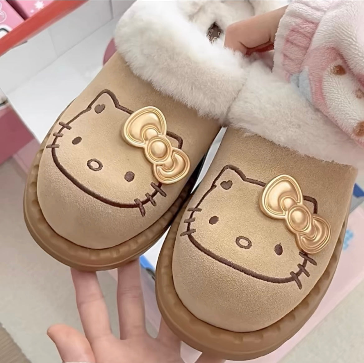 Kitty Charm Fur Slippers