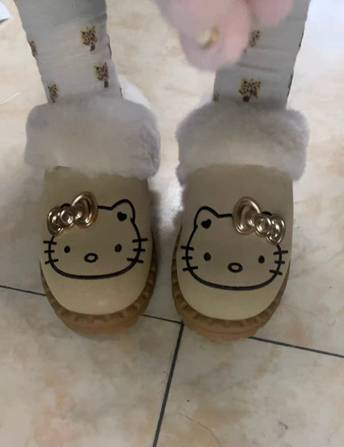 Kitty Charm Fur Slippers