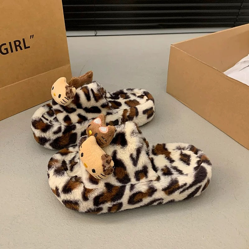 Kitty leopard furry slides