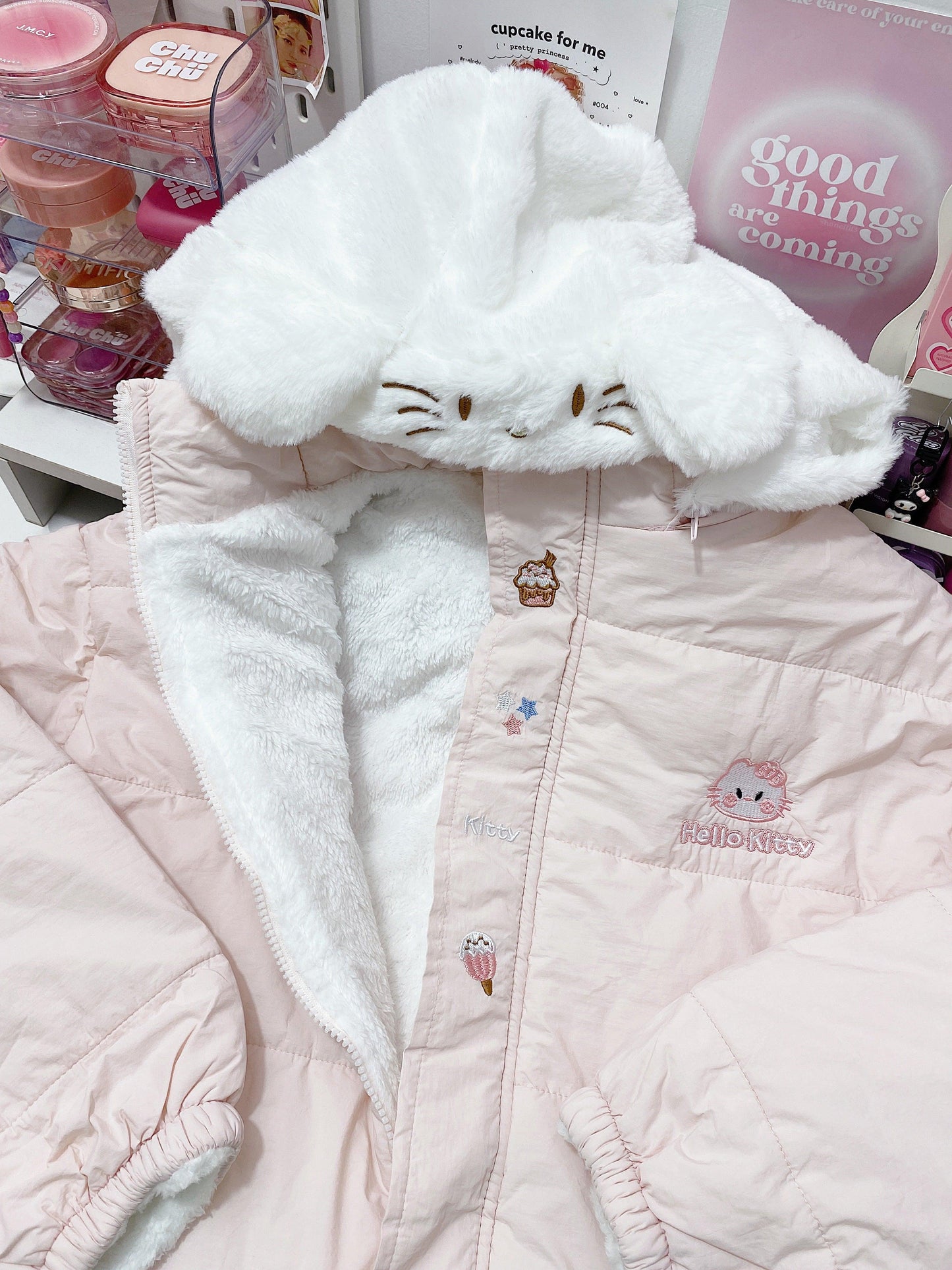 Pink Reversible Fluff Kitty Jacket