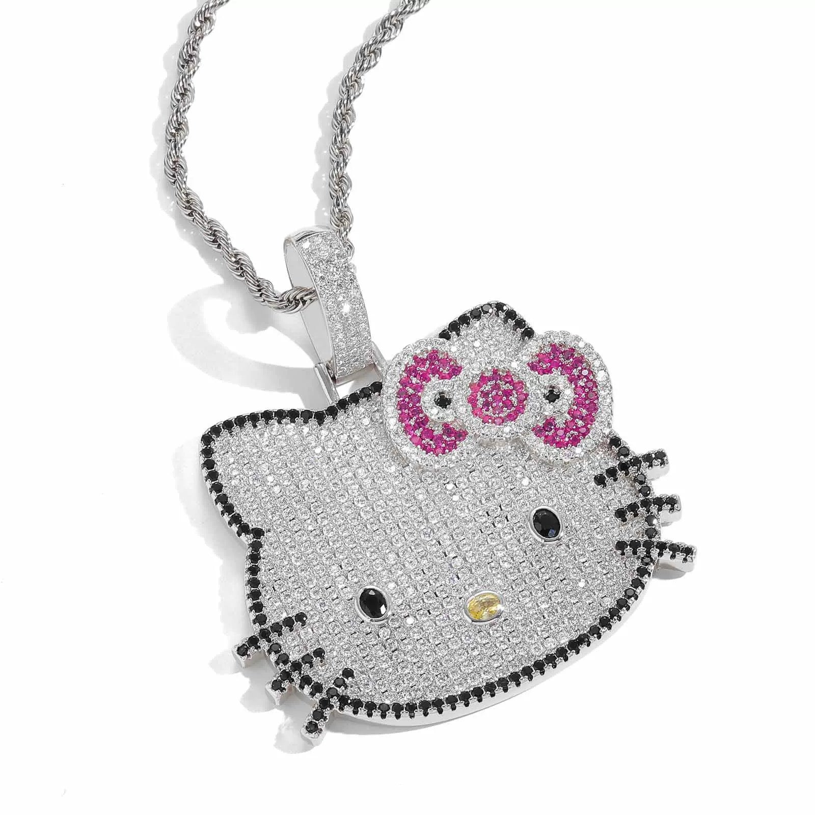 Crystal Kitty Pendant ( silver )