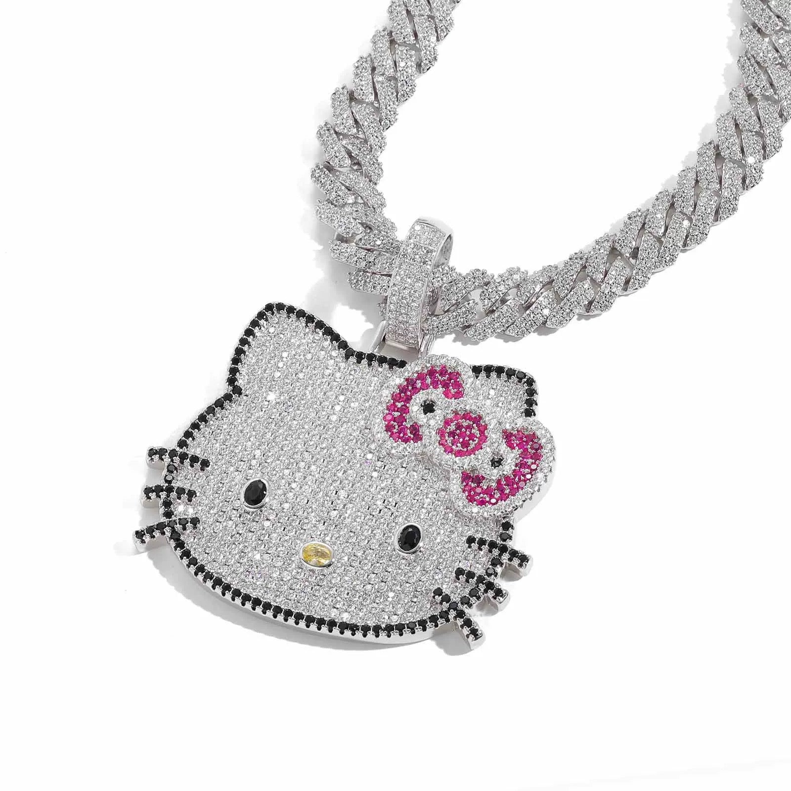 Crystal Kitty Pendant ( silver )