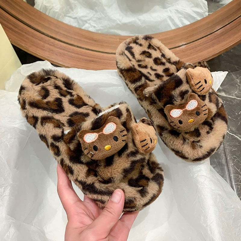 Kitty leopard furry slides