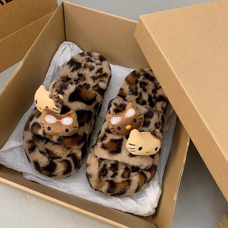 Kitty leopard furry slides