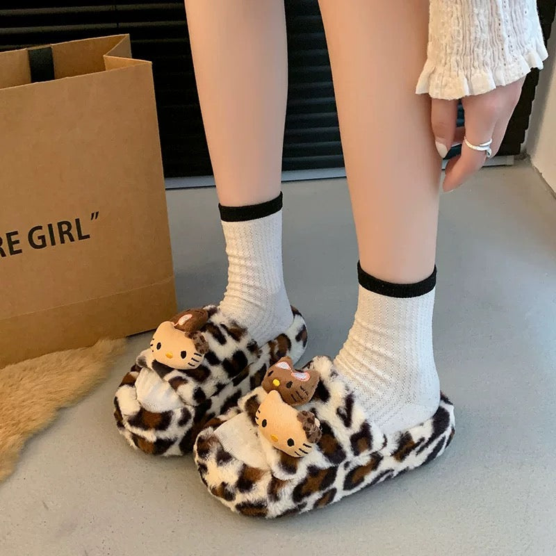 Kitty leopard furry slides