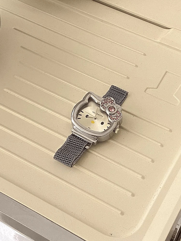 Timeless Silver Kitty Watch