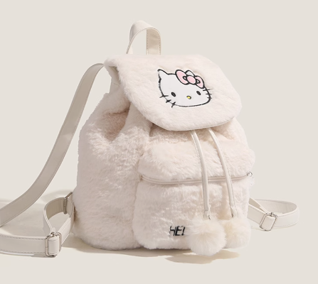 Hello KT Plush Backpack - White