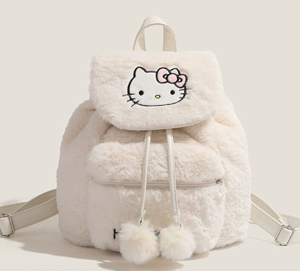 Hello KT Plush Backpack - White