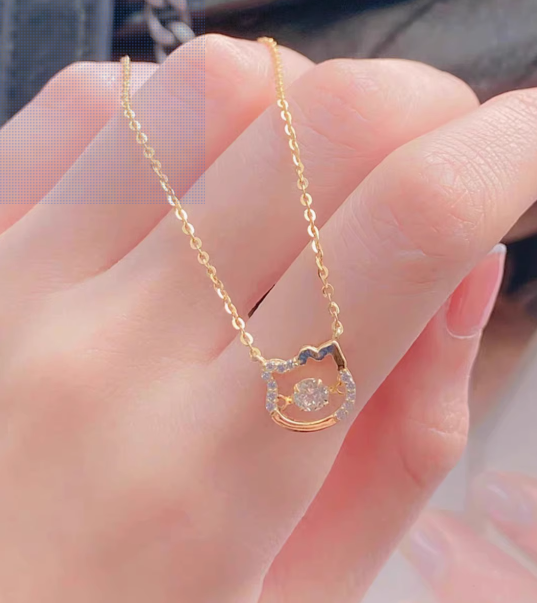 Hello Kitty Necklace Beating Heart- Gold