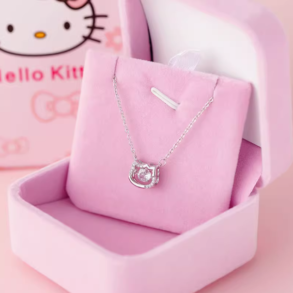 Hello Kitty Silver Beating Heart Necklace