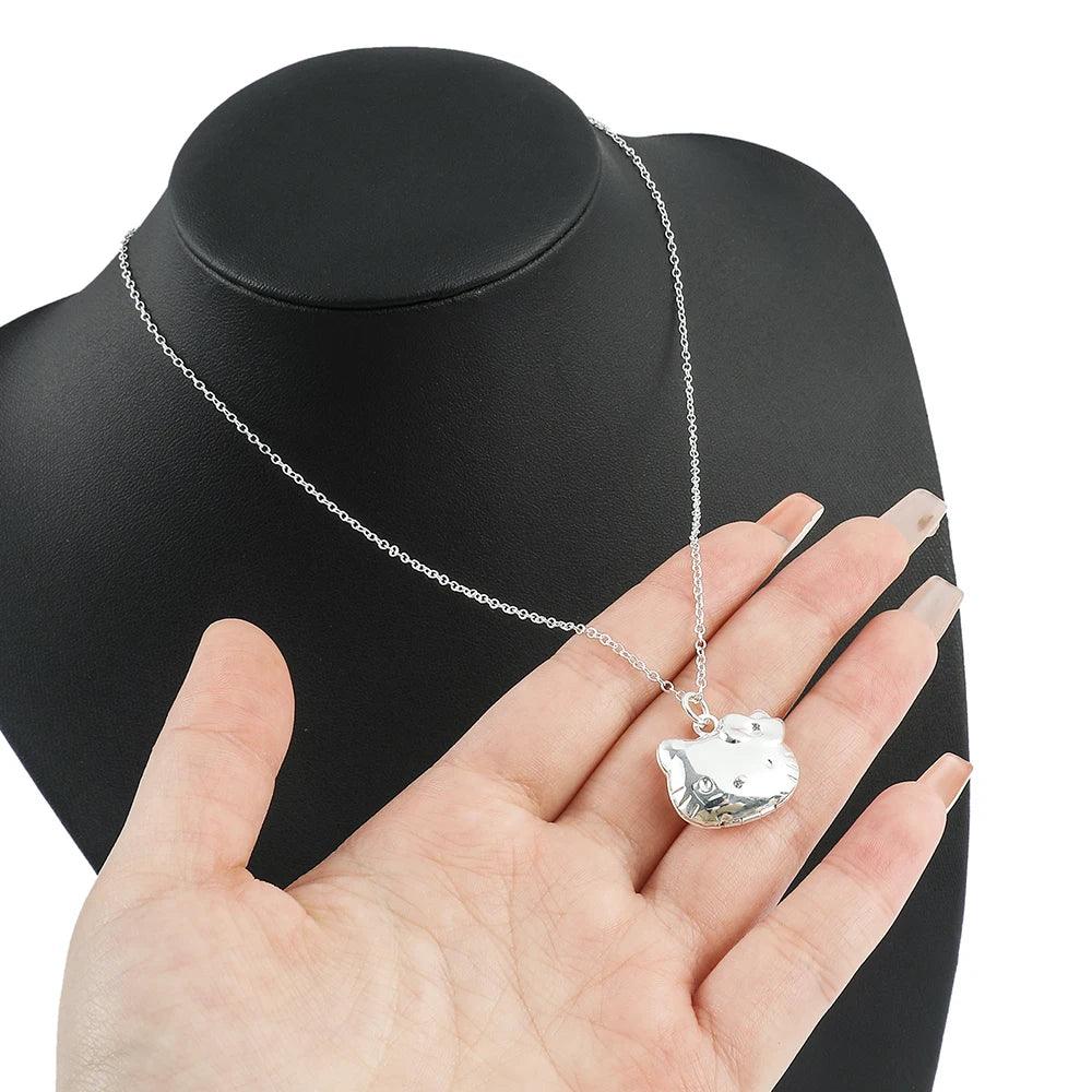 Kitty Locket Necklace Silver