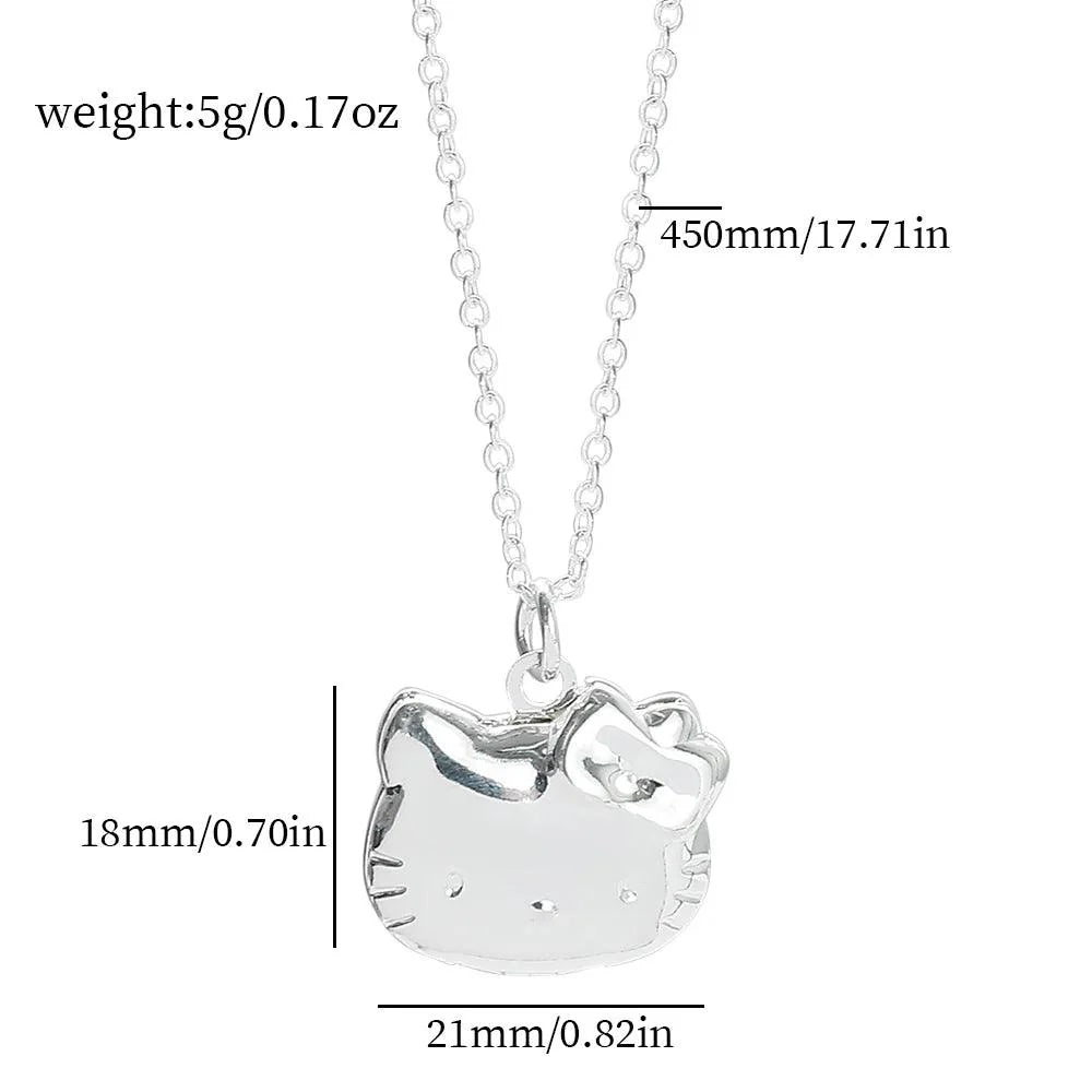 Kitty Locket Necklace Silver